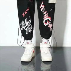 Cotton Cargo Pants Graffiti Multi Pockets Loose Fit