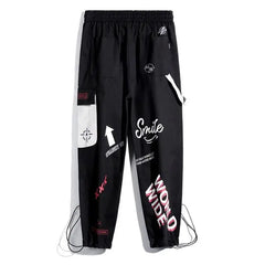 Cotton Cargo Pants Graffiti Multi Pockets Loose Fit