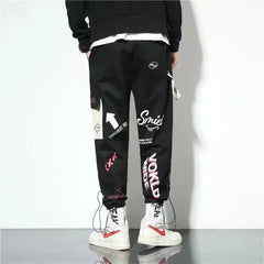 Cotton Cargo Pants Graffiti Multi Pockets Loose Fit
