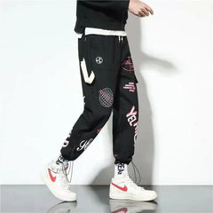 Cotton Cargo Pants Graffiti Multi Pockets Loose Fit