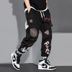 Cotton Cargo Pants Graffiti Multi Pockets Loose Fit