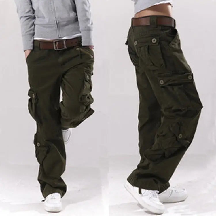 Cotton Cargo Pants Multi Pockets Loose Baggy Hip Style