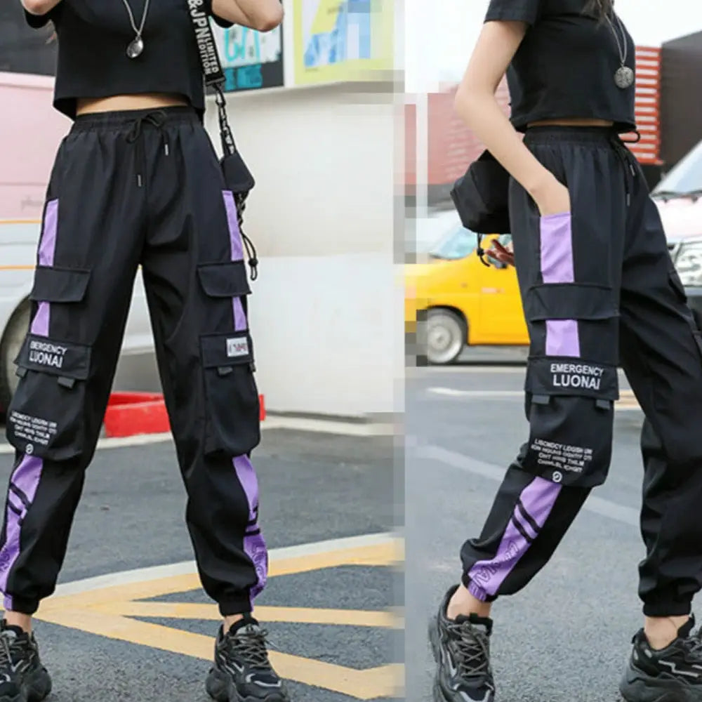 Cotton Cargo Pants with Multiple Pockets High Waist