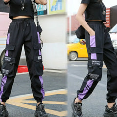 Cotton Cargo Pants with Multiple Pockets High Waist
