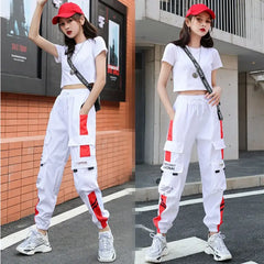 Cotton Cargo Pants with Multiple Pockets High Waist