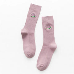 Cotton Cartoon Embroidery Fruits Socks