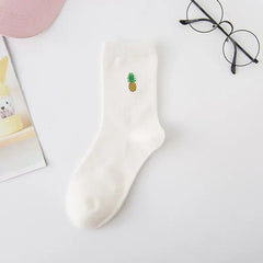 Cotton Cartoon Embroidery Fruits Socks