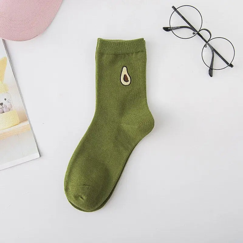 Cotton Cartoon Embroidery Fruits Socks