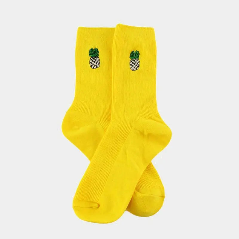 Cotton Cartoon Embroidery Fruits Socks