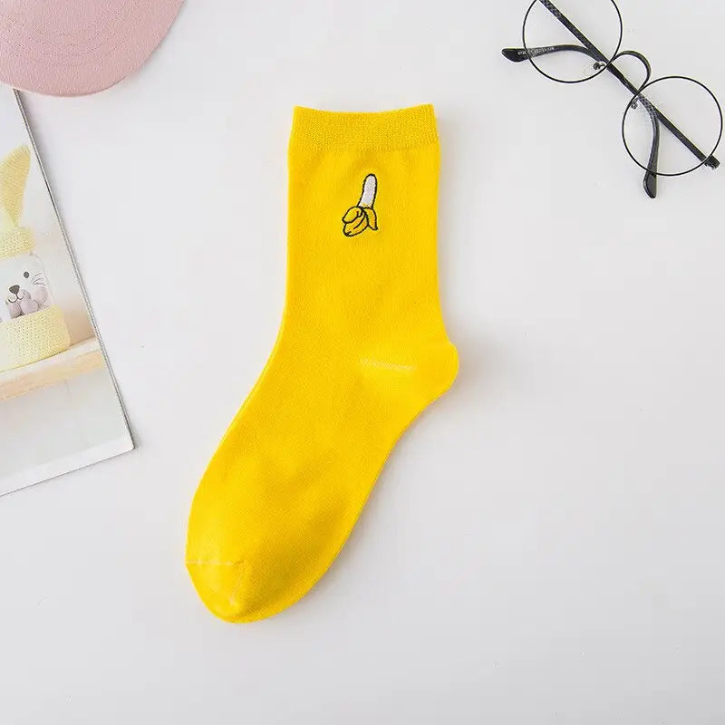 Cotton Cartoon Embroidery Fruits Socks