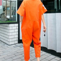 Cotton Cartoon Graffiti Printing Loose Jumpsuit