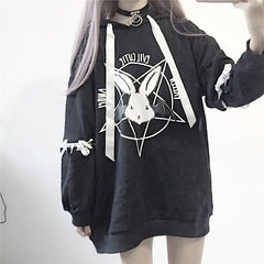 Cotton Cartoon Rabbit Pentacle Gothic Hoodie