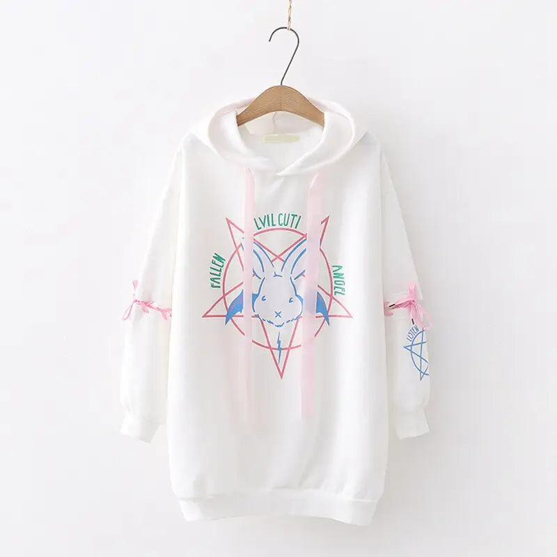 Cotton Cartoon Rabbit Pentacle Gothic Hoodie