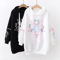Cotton Cartoon Rabbit Pentacle Gothic Hoodie