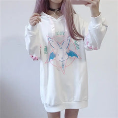 Cotton Cartoon Rabbit Pentacle Gothic Hoodie