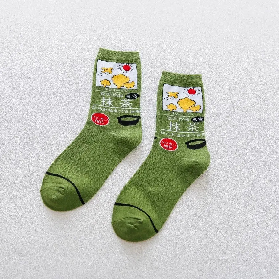 Cotton Cartoon Socks Specifications Green / One Size
