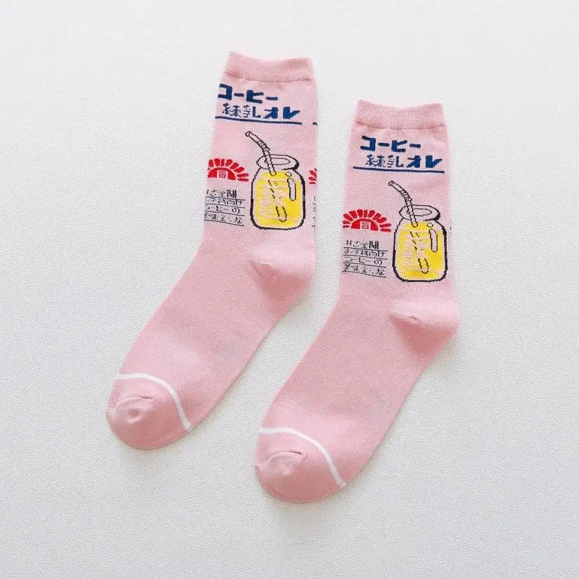 Cotton Cartoon Socks Specifications Pink-Beer / One Size