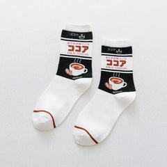 Cotton Cartoon Socks Specifications White-Black / One Size