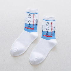 Cotton Cartoon Socks Specifications White-Blue / One Size