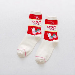 Cotton Cartoon Socks Specifications White-Red / One Size