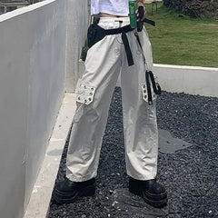 Cotton Chain Wide Leg Trousers Loose Pants White / S