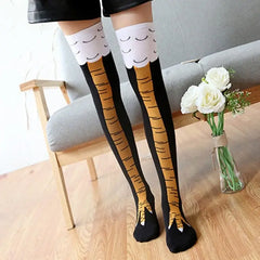 Cotton Chicken Paws Feet Socks EU Size 36-42 Black-Orange