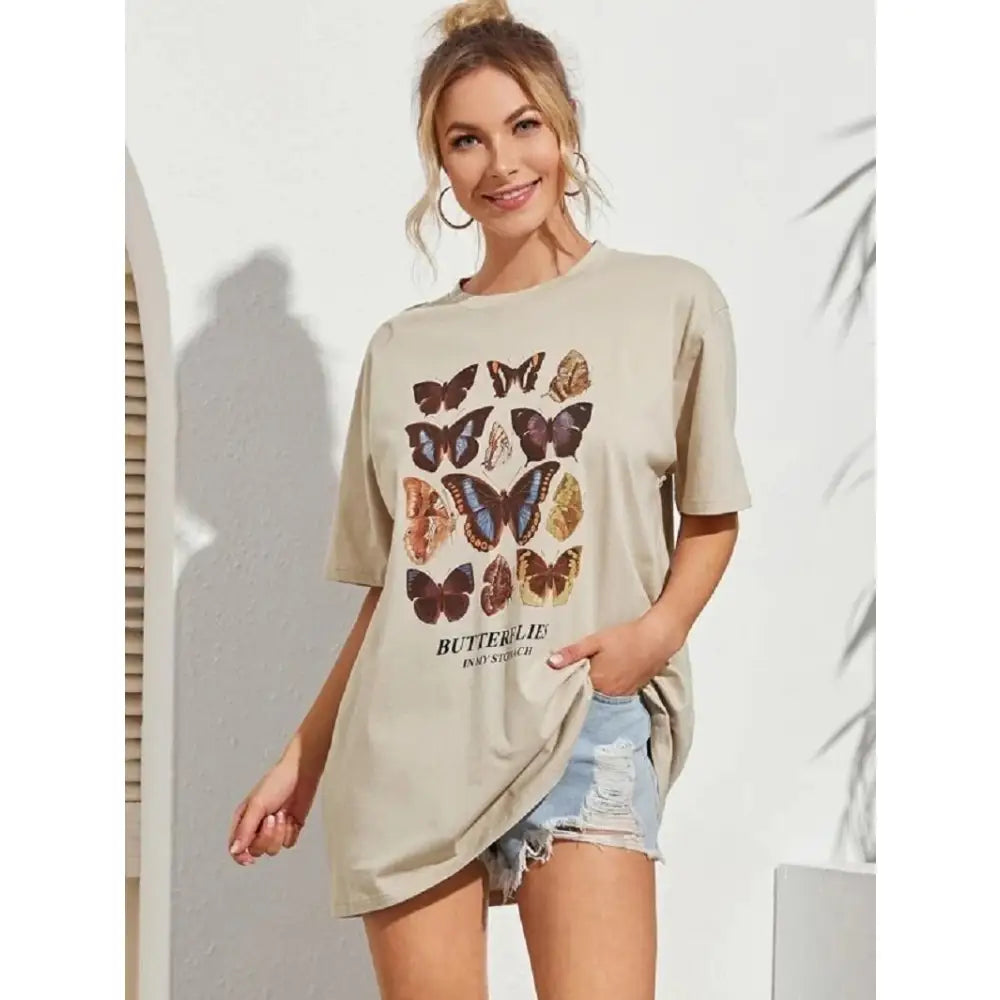 Cotton Color Butterfly T-Shirt for Casual Wear