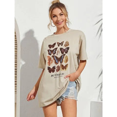 Cotton Color Butterfly T-Shirt for Casual Wear