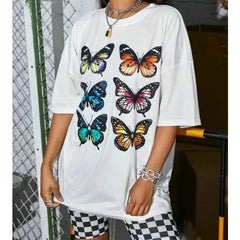 Cotton Color Butterfly T-Shirt for Casual Wear WHite / XS
