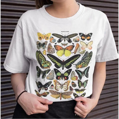 Cotton Color Butterfly T-Shirt for Casual Wear WhIte / XS