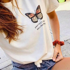 Cotton Color Butterfly T-Shirt for Casual Wear Yellow / XS
