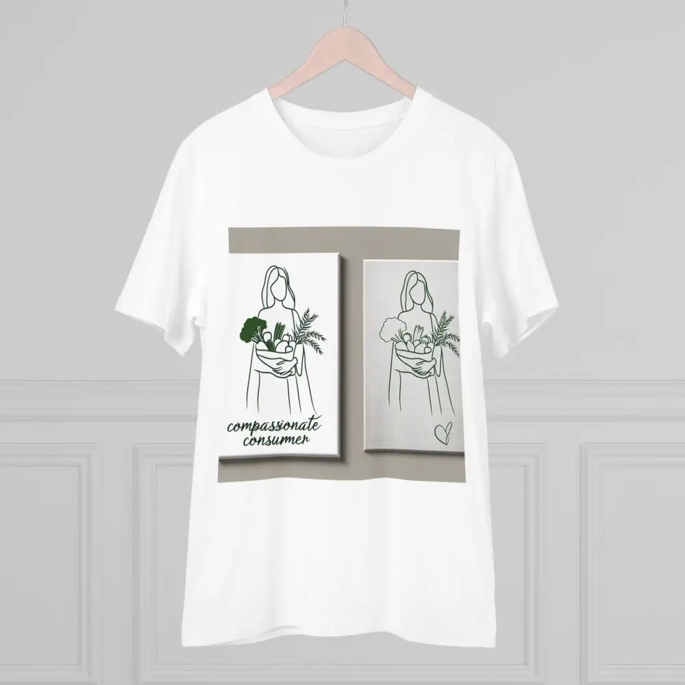 Cotton Compassionate Consumer T-Shirt with Minimal Line Art