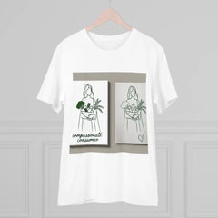 Cotton Compassionate Consumer T-Shirt with Minimal Line Art