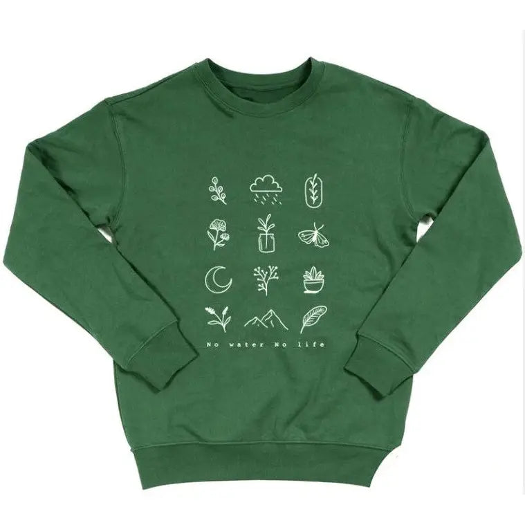 Cotton Crew Neck Life Vegan Sweatshirt Green / M