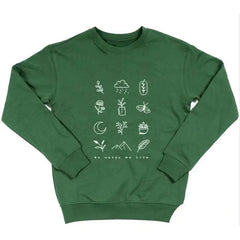 Cotton Crew Neck Life Vegan Sweatshirt Green / M