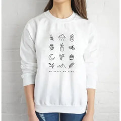 Cotton Crew Neck Life Vegan Sweatshirt White / S