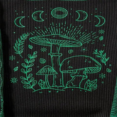Cotton Crop Top Moon Phase Mushroom Design