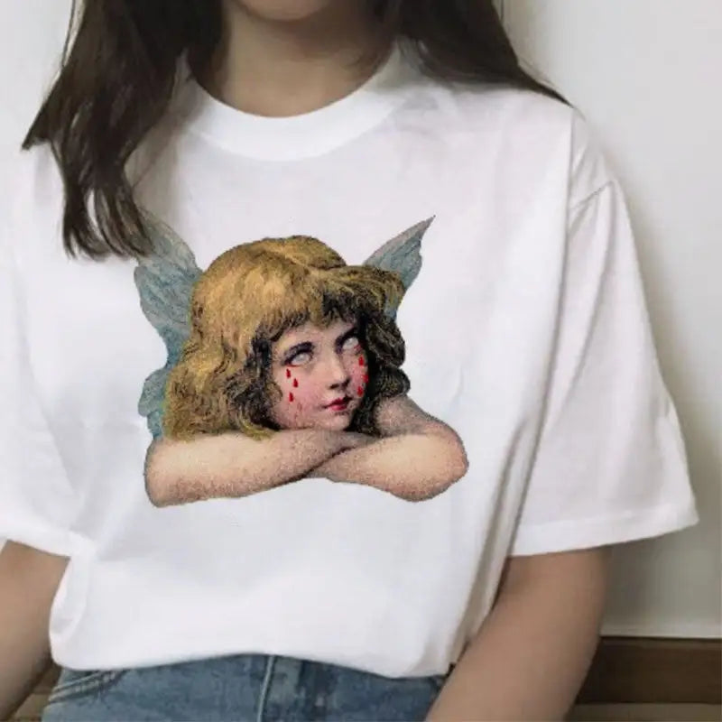 Cotton Cupid and Guardian Angels T-Shirt White / A / XXS