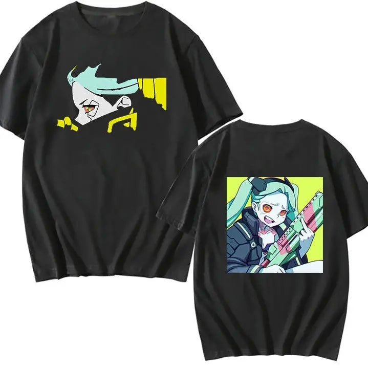 Cotton Cyberpunk Oversized Short Sleeve T Shirt Black. / XS