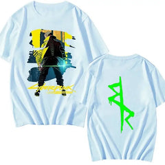 Cotton Cyberpunk Oversized Short Sleeve T Shirt Blue / XS