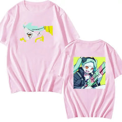 Cotton Cyberpunk Oversized Short Sleeve T Shirt Pink. / XS