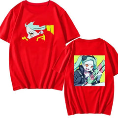 Cotton Cyberpunk Oversized Short Sleeve T Shirt Red. / XS