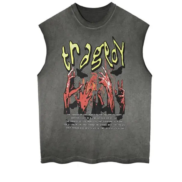 Cotton Demon Hands Sleeveless Urban Shirt