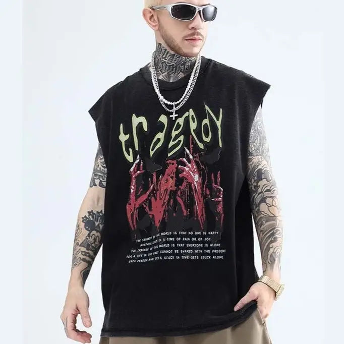 Cotton Demon Hands Sleeveless Urban Shirt