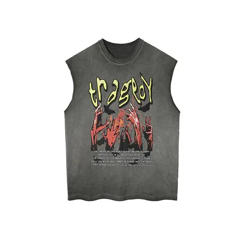 Cotton Demon Hands Sleeveless Urban Shirt gray / M