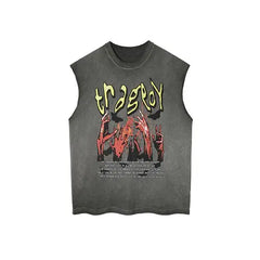 Cotton Demon Hands Sleeveless Urban Shirt gray / M