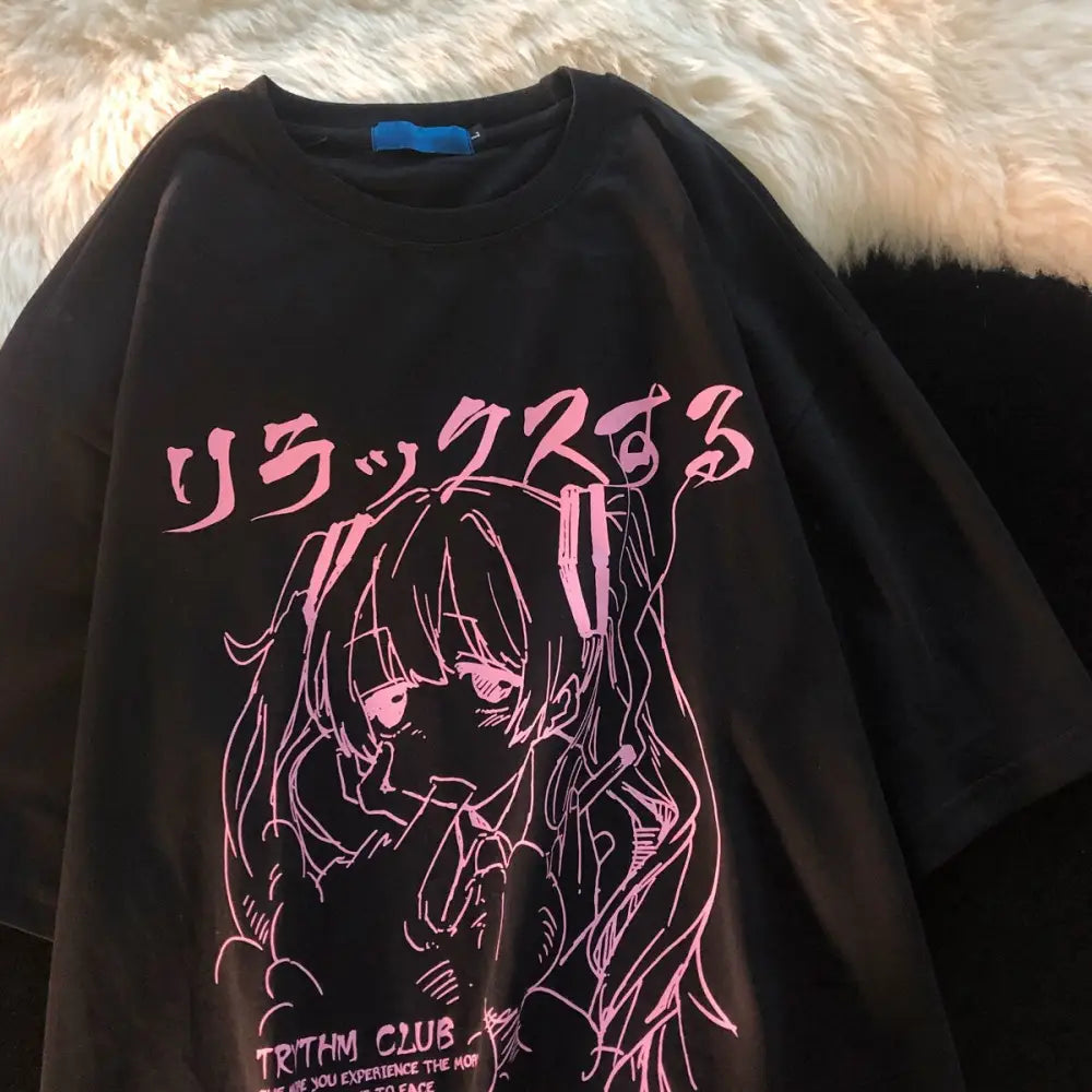 Cotton Drama Queen Anime Oversize T Shirt Black. / M