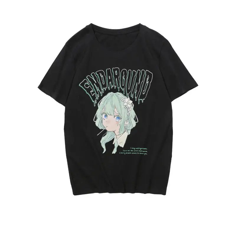 Cotton Drama Queen Anime Oversize T Shirt Black1 / M