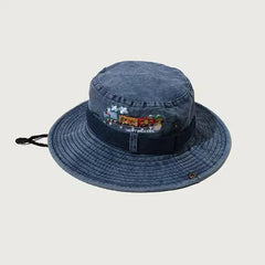 Cotton Embroidered Train Bucket Hats