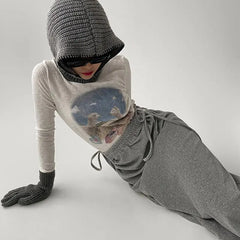 Cotton Fairycore Long Sleeve Ribbed Sweater